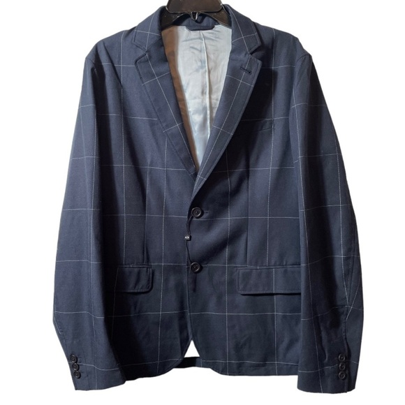 𝅺ARMANI exchange black blazer with thin lines to make plaid design - Picture 1 of 11